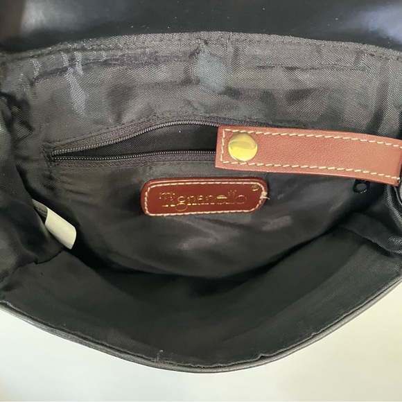 VTG TIGNANELLO Genuine Leather Backpack Bag Purse Black & Brown Adjustable Mini - Picture 11 of 14